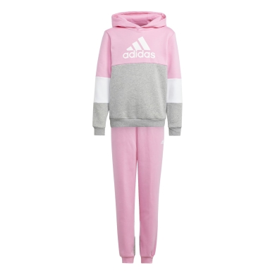 adidas Trainingsanzug Colourblock Fleece (Baumwollmix) pink/grau Mädchen